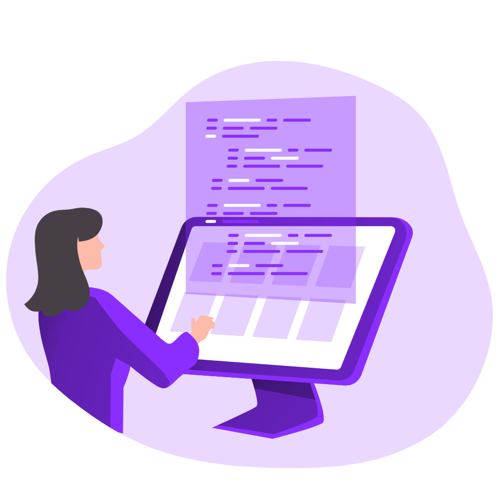 ilustração de uma mulher programando